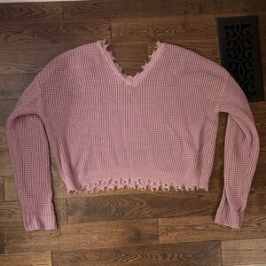 Womens V Neck Cropped Sweater